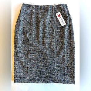 Kate Kasin Women's Medium Black & White Tweed Pencil‎ Skirt Speckled Multicolor